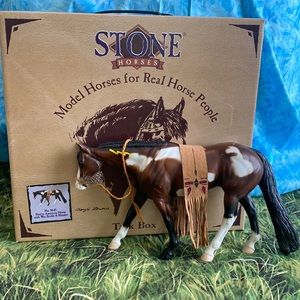 Peter Stone Native American Horse with War Bridle & Blanket